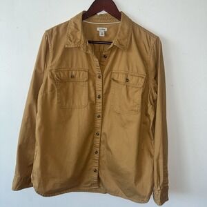 L.L. Bean Men's Shirt Jacket‎ Medium Tan Cotton Workwear Casual